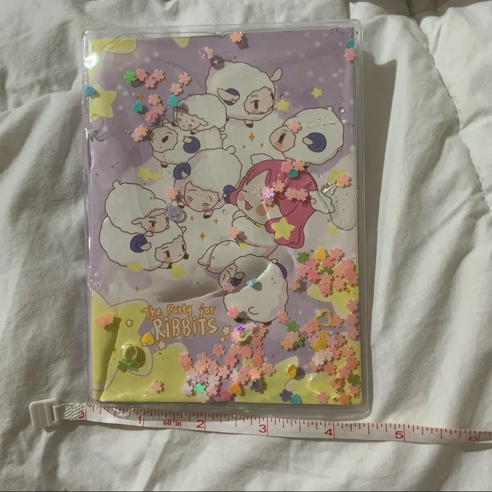 Purple Sheep Design Small Notebook with Water Gel Front Cover with Sequins